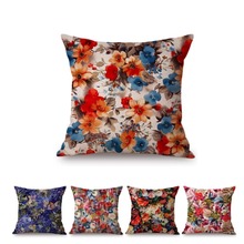 18" Floral Sofa Throw Pillow Case For Home Decoration Oil Painting Flowers Warm Color Tune Spring Room Decorative Cushion Cover 2024 - buy cheap