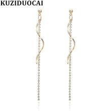 Kuziduocai brincos forma de s e borla, joias em forma de s espiral com pingente de borla, brincos para mulheres 2024 - compre barato