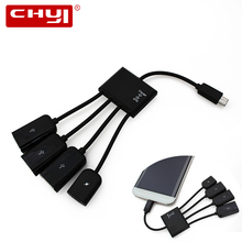 CHYI Micro USB OTG Hub With Power Charger Port Mini 3 Port USB Splitter For Android Smartphone Tablet Desktop PC Accessories 2024 - buy cheap