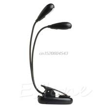Flexible 2 Dual Arms Clip On 4 LED Light Lamp for Book Reading Tablet Lamp R06 Whosale&DropShip 2024 - buy cheap