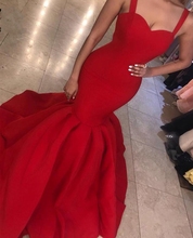 Sexy 2020 Red Mermaid Evening Dresses Long Spaghetti Straps Sweetheart Satin Evening Gowns Prom Party Dress robe de soriee 2024 - buy cheap