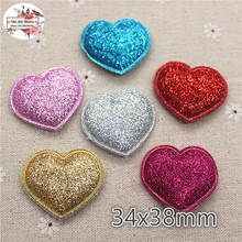 3.8CM 20pcs heart Non-woven patches glitter Felt Appliques for clothes Sewing Supplies DIY craft ornament 2024 - buy cheap