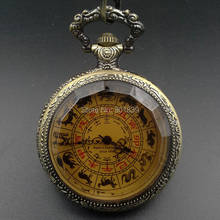 Antique Style Dark Brown Case The twelve zodiac animals Dial See Though Back Case Mens Pocket Watch Gift Wholesale Price H235 2024 - buy cheap