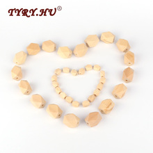 TYRY.HU 10Pcs Natural Long Hexagon Wooden Beads For Baby Jewelry Making Non-Toxic Baby Teething Chewable Wooden Teether 13/27mm 2024 - buy cheap