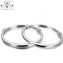 1 Pc 100% Solid S999 Sterling Silver High Quality Casual Elegant Plain Resizable Bangle Bracelet For Women Girls Fashion 2024 - buy cheap