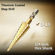 1PC 3-13mm Titanium Coated 11 Step Drill Bit 1/4" HSS Hex Shank Tool HSS 4241 Wood Metal Drilling Tool 2024 - buy cheap