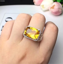 Men Ring Citrinel ring Natural real Yellow citrine and Purple Crystal 925 sterling silver 10*14mm big gemstone Fine jewelry 2024 - buy cheap