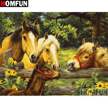 Homfun pintura de diamante "cavalo animal", quadrado completo/broca redonda 5d, decoração da casa, bordado de diamante, a18044 2024 - compre barato