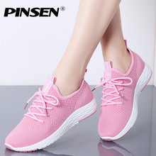 PINSEN 2020 Sneakers Women Breathable Mesh Lace-up Casual Shoes Woman Flats Shoes Basket Femme Trainers Shoes zapatos de mujer 2024 - buy cheap
