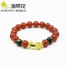 10mm Rojo Negro colorido Onyx valiente pulsera de tropas, Ojo de Tigre, pulsera redonda malayo granos de Calcedonia Natural piedras para hacer joyas 2024 - compra barato