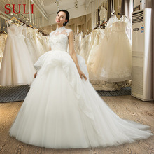 SL-040 melhor venda princesa vestido de casamento applique cristal marfim vestidos de noiva duas camadas tule saia 2024 - compre barato