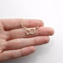 Serotonin Molecule Necklace Science Jewelry Chokers Necklaces Women Men Gold Chain Pendant Collier Femme 2018 BFF 2024 - buy cheap