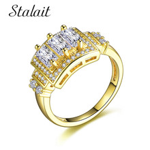 Luxury CZ Stone Titanium Steel  Ring Square Zircon Rings Sets for Women  Gold Color Couple Lover Jewelry 2024 - buy cheap