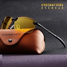 Eyecyoga óculos de sol polarizados sem aro, lentes amarelas com visão noturna, anti-reflexo, óculos de sol com bloqueio de reflexo 2024 - compre barato