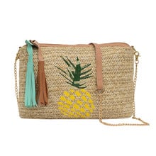 Bolsa feminina de palha, bolsa rattan artesanal tecido de abacaxi boêmia, de ombro, bolsa de praia para mulheres #20 2024 - compre barato