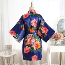 Navy Blue Bridal Party Robe Bride  Robe Women Short Satin Wedding Kimono Sleepwear Spa Robes for Ladies 2024 - buy cheap