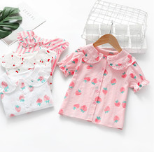 Hot Baby Girls Blouses Cute Strawberry Watermelon Cherry Print Girl Kids Shirts Short Sleeve Ruffle Tops Children Clothes Gifts 2024 - buy cheap