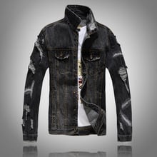 2018 Spring Autumn Men's Black Jean Jacket Men Ripped Denim Jackets and Coats Korean Fashion Abrigo Hombre Hip Hop Clothing 2024 - buy cheap