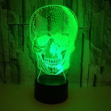 Colorful Touch Remote Control 3d Desk Lamp Gift Atmosphere 3d Small Table Lamp Acrylique Usb Skull Small Night Light 2024 - buy cheap