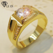 LXOEN Fashion Gold Silver Color Titanium Stainless Steel Punk Men Ring Inlay Luxury CZ Crystal Rings Gothic Jewelry Accessories 2024 - buy cheap