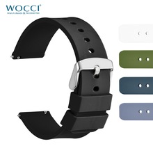 WOCCI Sport Style Silicone Watchband 14mm 18mm 20mm 22mm Black White Army Green Soft Rubber Quick Release Watch Strap for Men 2024 - buy cheap
