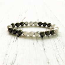 3 Beads Design Natural Stone pyrite And Howlite Bracelet Round Beads Wrist Mala Yoga Mala Bracelets Gift For Men 2024 - buy cheap