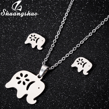 Shuangshuo Necklace Elephant Pendant Necklace Earrings Jewelry Sets For Women Long Choker Necklace Stud Earrings collares 2024 - buy cheap