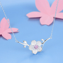 Korean New Silver Color  Purple Cheery Flower Necklaces For Women Statement Jewelry Kolye Collares 2024 - buy cheap