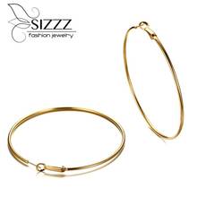 SIZZZ Trendy 40/50/60/70mm Diameter Gold/Silver Color Stainless Steel Hoop Earring for Women 2024 - buy cheap