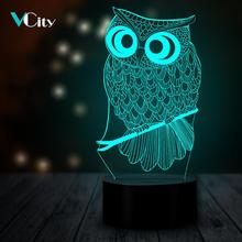 Lâmpada de led vcity coruja 3d, luz de noite, usb, colorida, para decoração de cabeceira, presente para crianças 2024 - compre barato