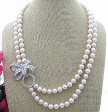 Perlas de agua dulce Natural 2 Strds 8-9 MM collar de perlas blancas 20" 2024 - compra barato