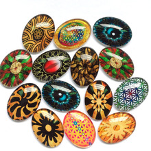 ZEROUP 2 Sizes Oval Photo Glass Cabochon Mixed Patterns Fit Pendant Base Setting for Flat Back Jewelry TP-306 2024 - buy cheap