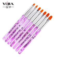 7Pcs Nail Art Brush Liner Design Acrylic Builder Flat Dust Clean Crystal Painting Drawing Carving Pen UV Gel Manicure Tool Set 2024 - buy cheap