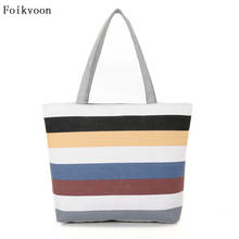 Foikvoon Woman Big Bags Canvas Stripe Woman Shoulder Bags Casual Practical Women Bag Cross Body 2024 - buy cheap