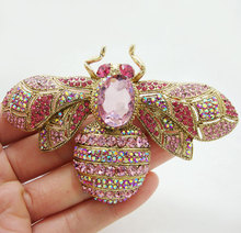 New Beautiful Pink Bee Insectl Rhinestone Crystal Gold Tone Brooch Pin Gift 2024 - buy cheap