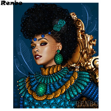 Pintura de diamante 5D DIY, punto de cruz, retrato de mujer africana, mosaico de diamantes, iconos de bordado de diamantes, completo, cuentas, imagen 3d 2024 - compra barato