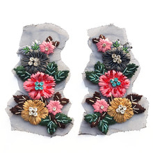 Pares de strass com flores pretas-patch para costura em tecido bordado com apliques bordados em roupas 2024 - compre barato