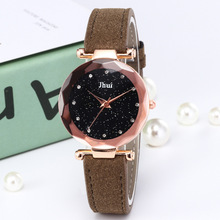 Часы женские кварцевые аналоговые, повседневные наручные, со звёздным небом, с кожаным ремешком 2024 - купить недорого