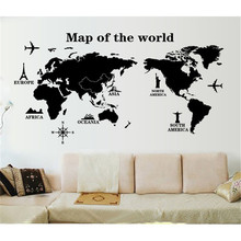 Настенные наклейки с изображением карты мира, съемные ПВХ карты мира, наклейки на стену, художественные наклейки, украшение дома, Карта мира, плакат 2024 - купить недорого