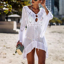 Sexy Beachwear Cover Up Bikini Dress Women Cover-Up Beach Bathing Suit Knitting Swimwear Mesh Beach Dress Tunic Robe 2024 - buy cheap