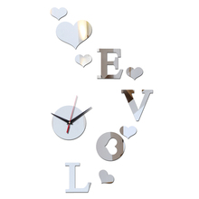 2019 new hot sale High Quality DIY Home Modern Decoration 3D Crystal Mirror Living Room "Love" Word Pattern Design Wall Clock 2024 - buy cheap
