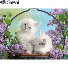 DIAPAI 5D DIY Diamond Painting 100% Full Square/Round Drill "Animal cat flower" Diamond Embroidery Cross Stitch 3D Decor A23545 2024 - buy cheap