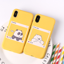 Милые Мультяшные животные каваи медведь панда шаблон желтые Чехлы мягкие конфеты чехол Coque для iPhone 11 6 6S 8 8Plus X XS Max 7 7Plus 2024 - купить недорого
