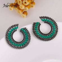 Elegant Marquise Green Big Stud Earrings With Black Gun Circle Earrings for Women Party Bridal Earings Fashion Jewelry AE538 2024 - buy cheap