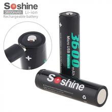 Soshine-batería recargable de ion de litio NCR18650, 3,7 V, 13,32wh, 3600mAh, con microusb protegida y célula inteligente de carga CC, 2 uds. 2024 - compra barato