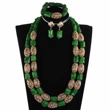 Exclusive Nigerian Green Coral Beads Long Necklace African Wedding Jewelry Set Quality Original Coral Bridal Necklace Set CL265 2024 - buy cheap