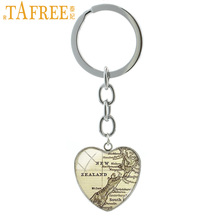 TAFREE New Zealand Map Keychain Vintage Fashion Heart Shape Pendant Key Chain Car Key Key Ring Gift Men Women Jewelry Gift HP105 2024 - buy cheap