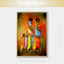 Hand-painted High Quality African Woman Figures Oil Painting on Canvas African Woman Picture Mom and Kids Oil Acrylic Painting 2024 - buy cheap