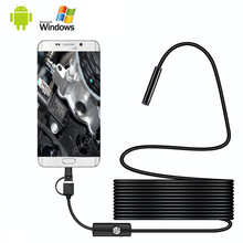Android эндоскоп 1 м 2 м 5 м провод 8 мм объектив 1080P USB/тип-c камера бороскоп водонепроницаемый сфотографировать осмотр эндоскоп камера 2024 - купить недорого