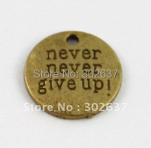 FREE SHIPPING 60PCS Antiqued bronze NEVER NEVER GIVE UP charms A12585B 2024 - buy cheap